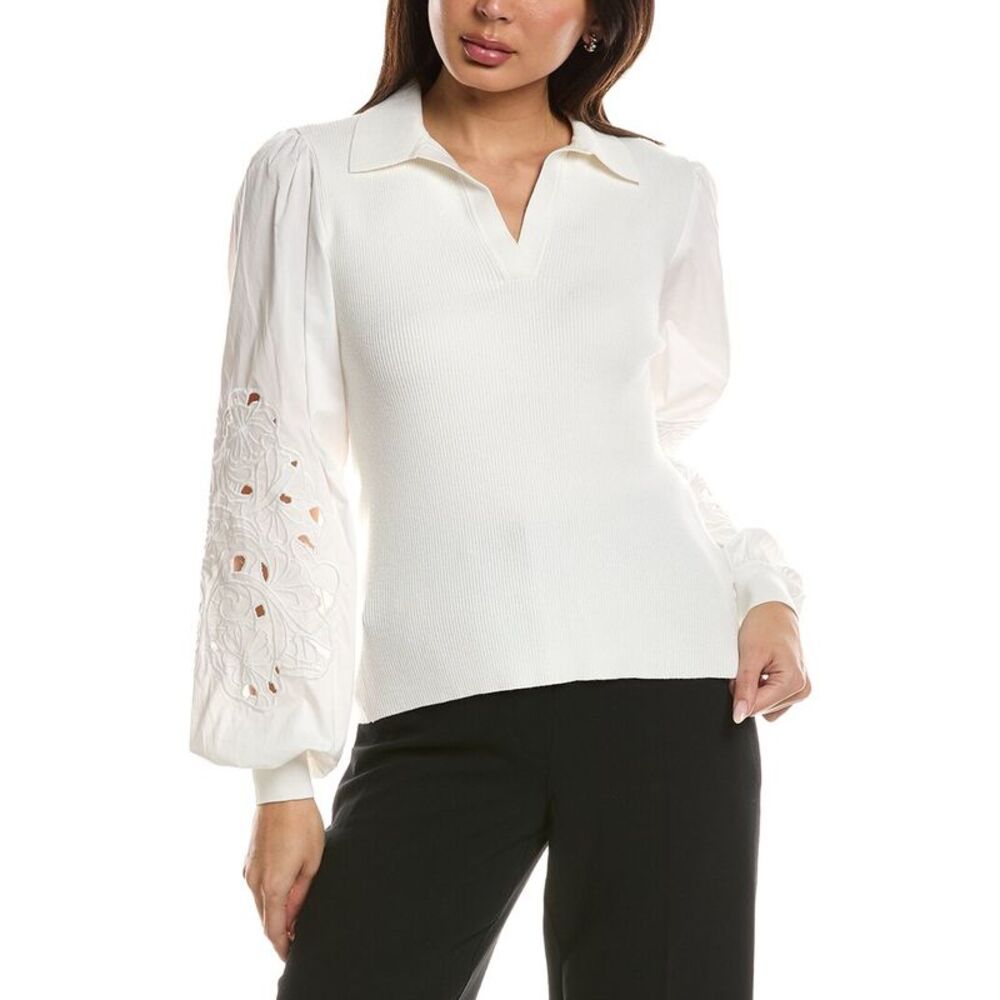 Elie Tahari Womens The Evelina Top, White